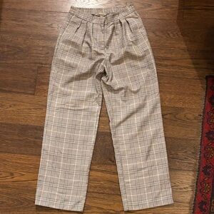 Primark Men's Tan Checkered Dress Pants